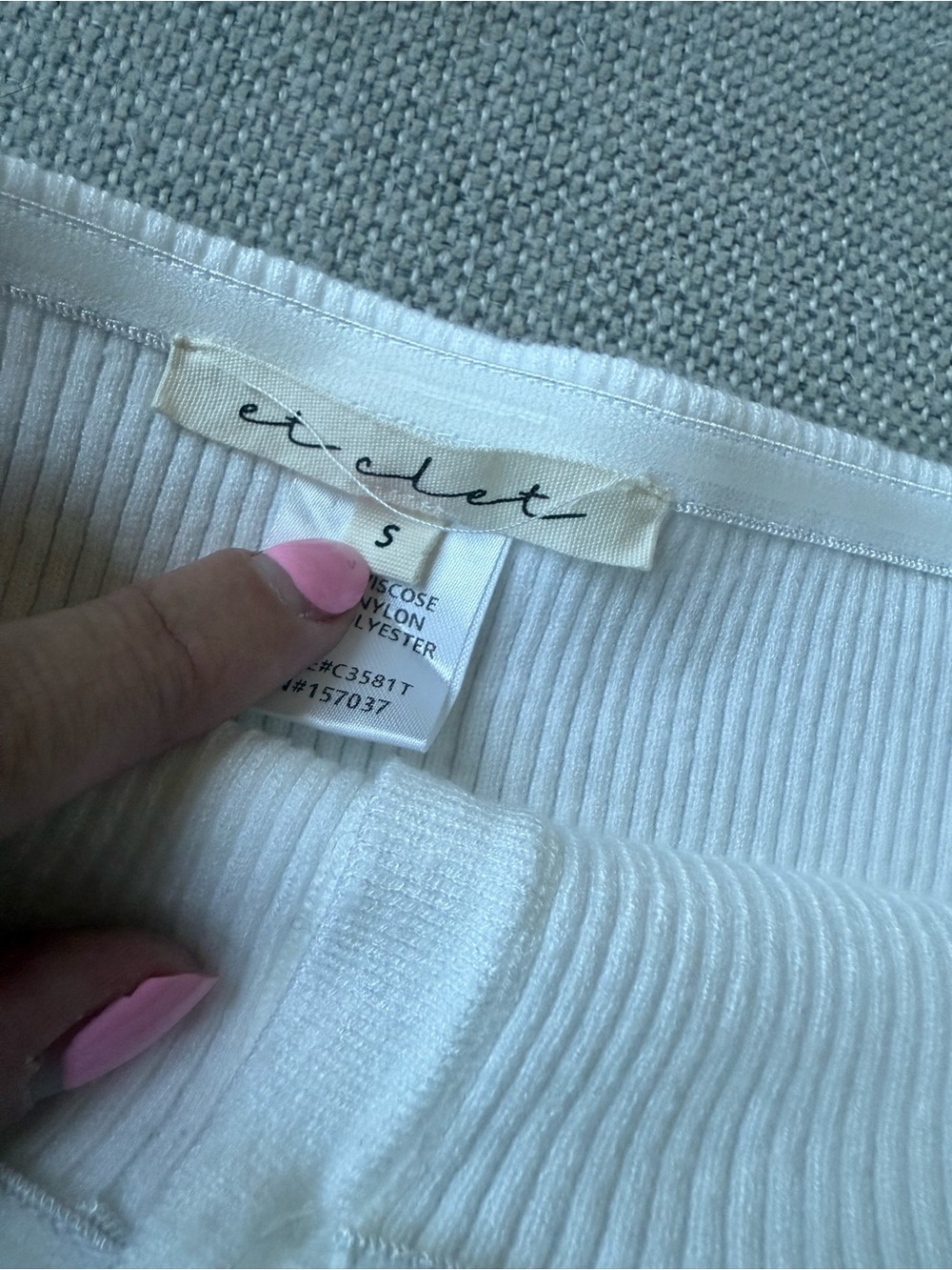 White Ribbed Button-Front Strapless Tube Top - Picture 3 of 3